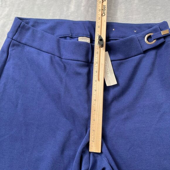 Chico’s Pants Womens 3R US 16 Nocturne Navy Textured Wide Leg Trouser Grommet - Picture 11 of 16